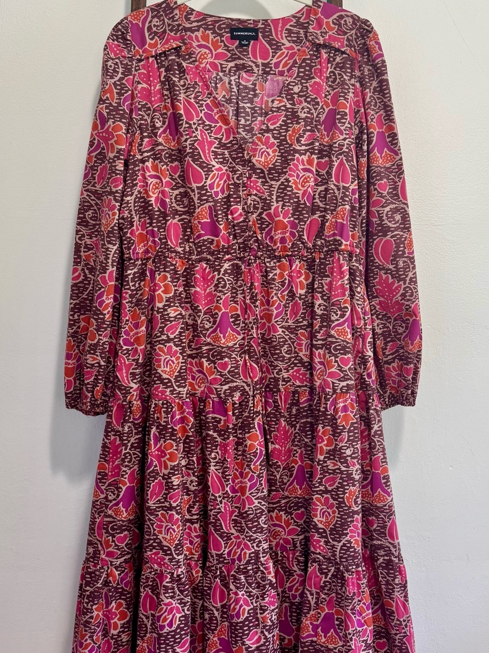 summersalt Pink & Brown Floral Tiered Maxi Dress